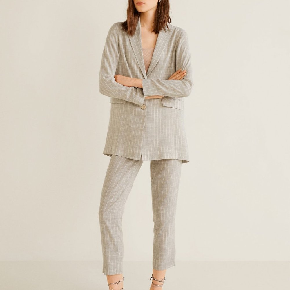 Beige Linen Blend Blazer - Picture 5 of 11
